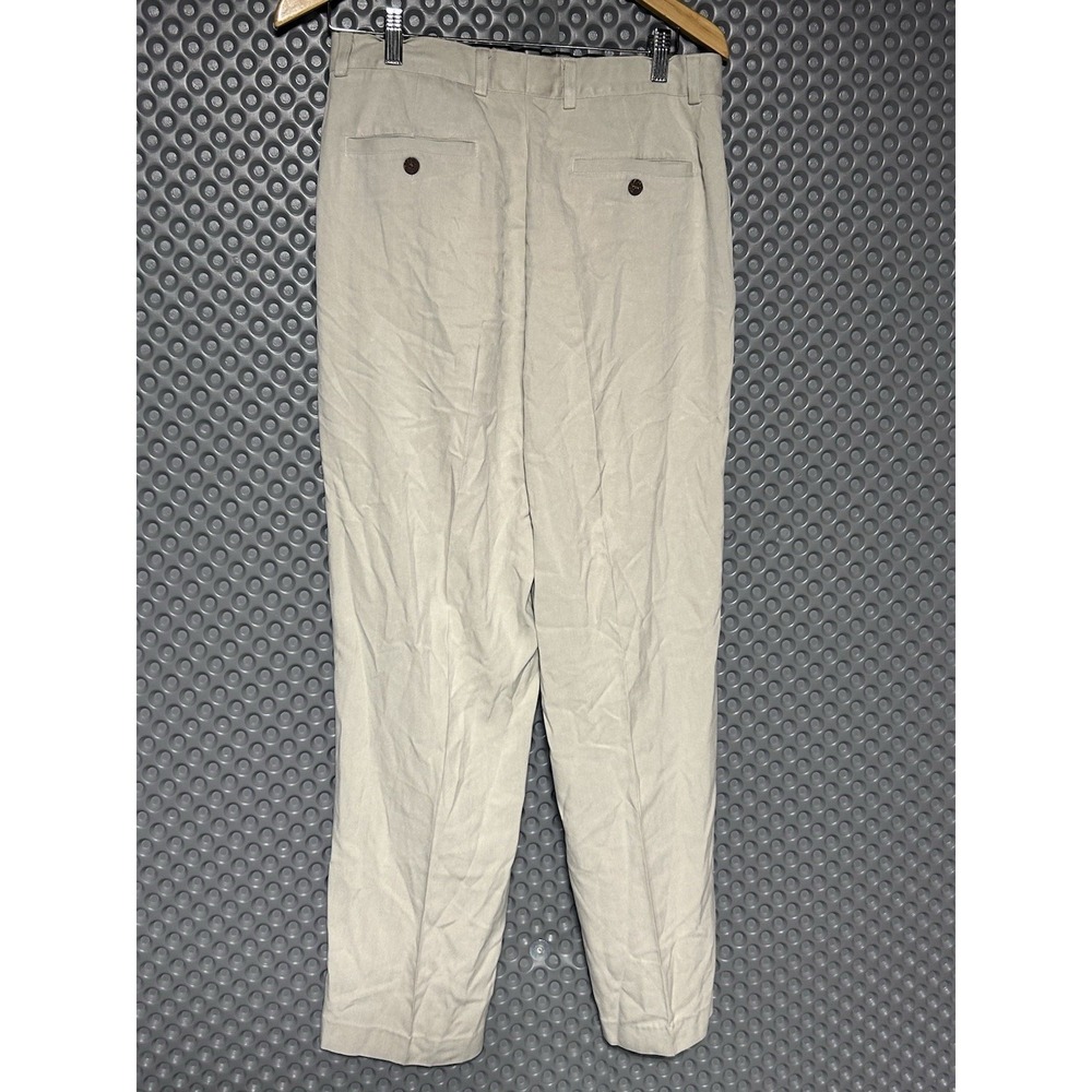 Tommy Bahama Relax Men's Beige Pleated Silk Trousers Textured 32/30 - Picture 3 of 6